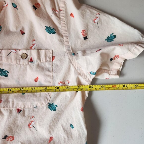 Kolby Men's Short Sleeve Button-Up Shirt – Size L – Peach Tropical Print - Picture 5 of 6